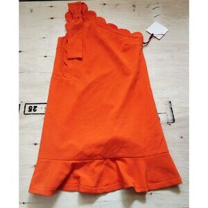 Victoria Beckham Target Dress Women's S Orange One Shoulder Scallop Ruffle NWT